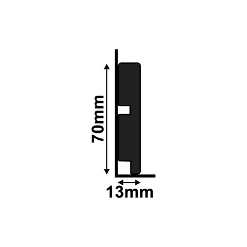 Rodapé Poliestireno Santa Luzia 3451 Liso Preto 07cm Br 2,40m