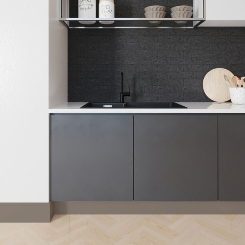 Rodapé Poliestireno Santa Luzia 480 Cinza Titanium Frisado 15cm Br 2,40m