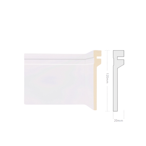 Rodapé Sobrepor Poliestireno Frisado 12cm - Br 2,40m