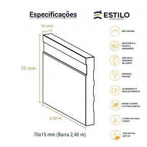 Guarnição Poliestireno Frisada Branco 07cm x 1,5cm - Estilo