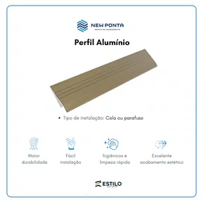 Perfil Alumínio Para Piso Vinílico 3,2mm Champanhe