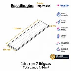 Piso Laminado Quick Step Impressive Carvalho Bege Serrado Cx