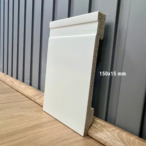 Rodape Poliestireno Frisado Branco 15cm x 1,5cm - Estilo