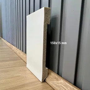Rodape Poliestireno Liso Branco 15cm x 1,5cm - Estilo